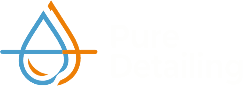 Pure Detailing logo with a blue and orange water droplet icon